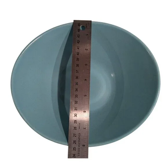 Metlox Vernon Ware Oval Serving Bowl 9 inches Aqua Blue Heavenly Days Collection - Picture 2 of 10